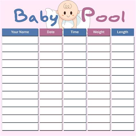 baby weight guessing chart.